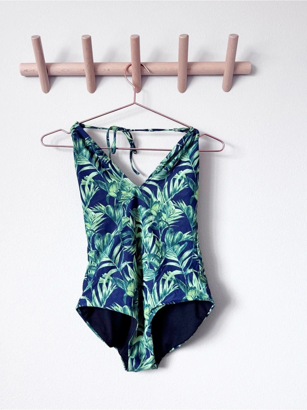 Onia Nina Green Leaf Print Halter One-Piece Swimsuit